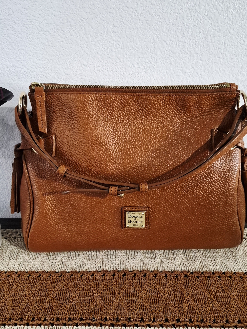Dooney & Bourke Pebble Grain Tassel Shoulder Bag